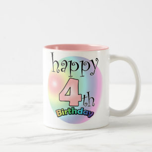 Roze Happy 4. Geburtstag Zweifarbige Tasse