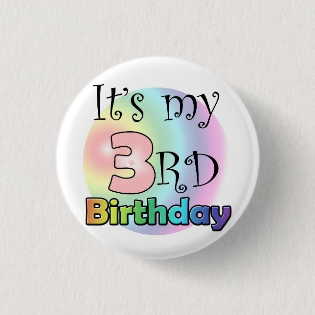 Roze It's my 3rd Birthday Button (Vorderseite)