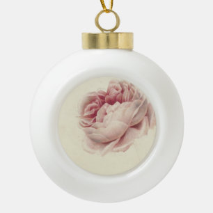 Roze Roos (1792) - Zeitlose Vintage botanische Kun Keramik Kugel-Ornament