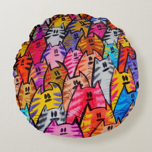 RP,- 009 -, Runde Pillow, CATS - Rundes Kissen (Vorderseite)