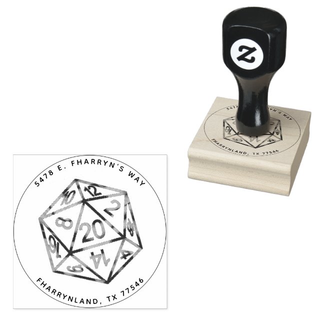 RPG 20-seitige Würfel | Classic Tabletop Gamer-Adr Gummistempel (Stempel)