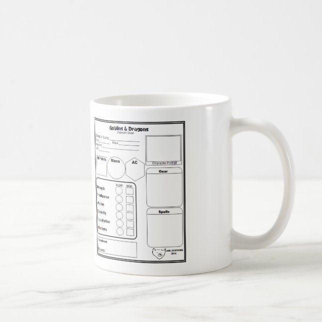 RPG-Charakter-Blatt-Tasse Kaffeetasse (Rechts)