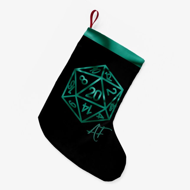 RPG Crit AF | Emerald Fantasy Tabletop Gamer Dice Kleiner Weihnachtsstrumpf (Vorderansicht (hängend))