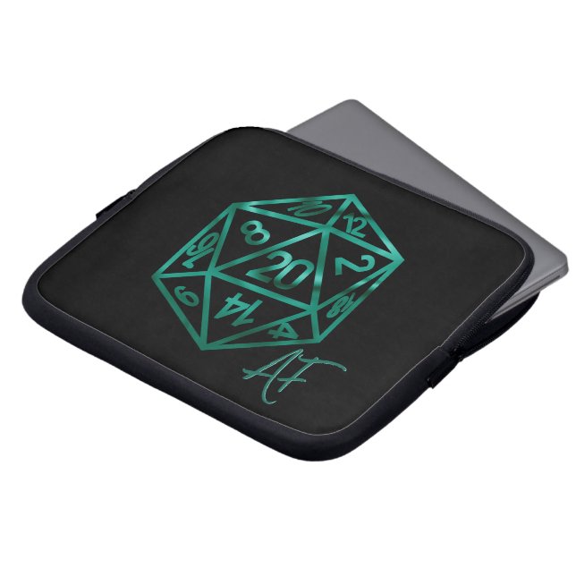 RPG Crit AF | Emerald Fantasy Tabletop Gamer Dice Laptopschutzhülle (Vorne Oben)