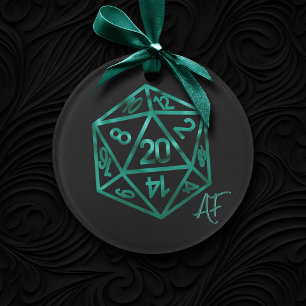 RPG Crit AF Emerald Fantasy Tabletop Gamer Dice Ornament