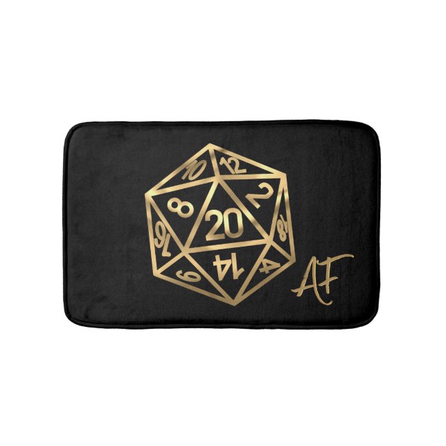 RPG Crit AF | Gold Fantasy Tabletop Gamer Dice Badematte (Vorderseite)