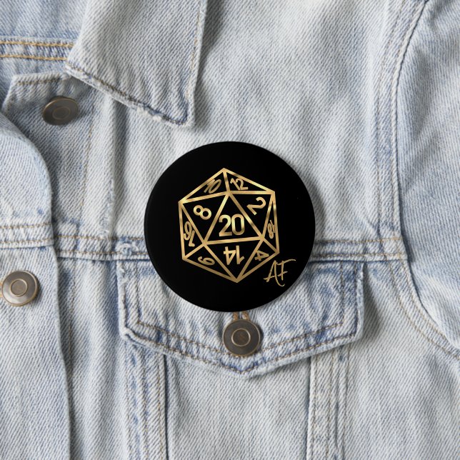 RPG Crit AF | Gold Fantasy Tabletop Gamer Dice Button (Beispiel)