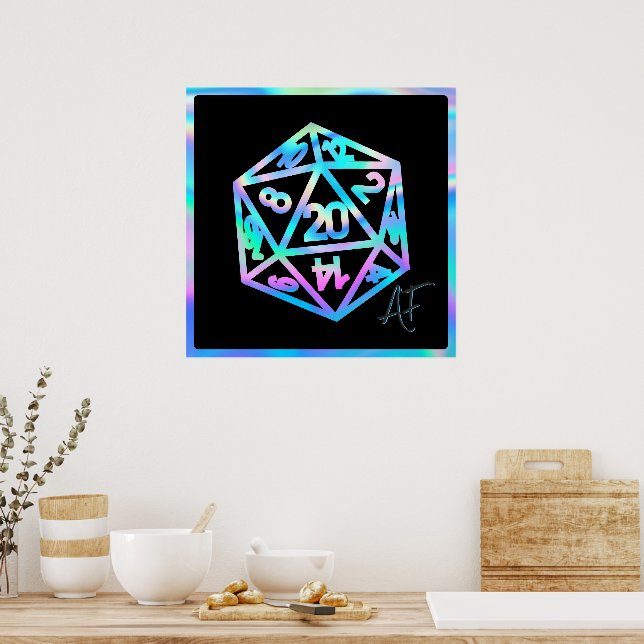 RPG Crit AF | Holo Fantasy Tabletop PnP Gamer Dice Poster (Küche)