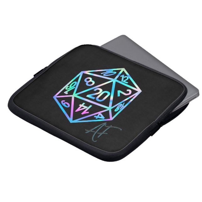RPG Crit AF | Holo Retro PnP Tabletop Gamer Dice Laptopschutzhülle (Vorne Oben)