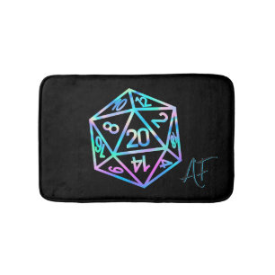 RPG Crit AF Holo Retro Tabletop Roleplayer Dice Badematte