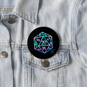 RPG Crit AF   Holo Retro Tabletop Roleplayer Dice Button