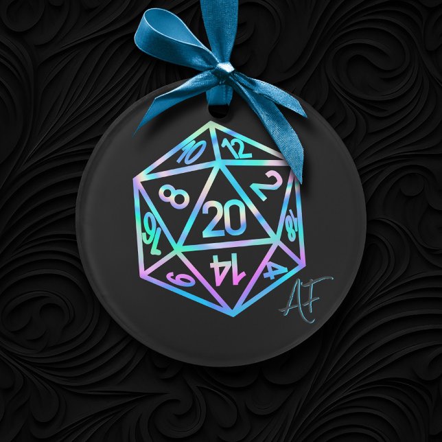 RPG Crit AF | Holo Retro Tabletop Roleplayer Dice Ornament (Von Creator hochgeladen)