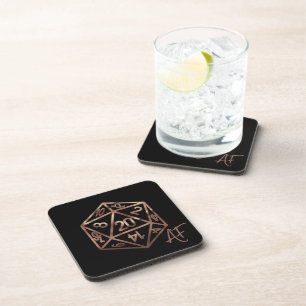 RPG Crit AF Kupfer Fantasy Tabletop Gamer Dice Getränkeuntersetzer