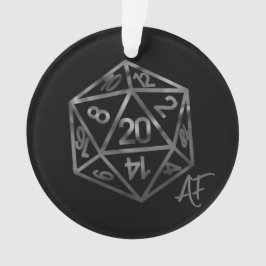 RPG Crit AF | Silver Fantasy Tabletop Gamer Dice Ornament
