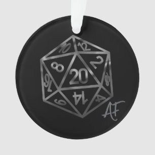 RPG Crit AF   Silver Fantasy Tabletop Gamer Dice Ornament