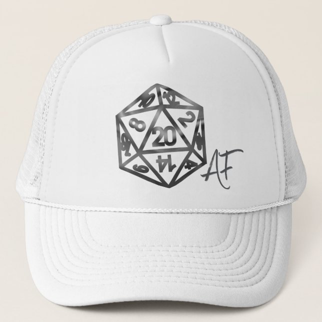 RPG Crit AF | Silver Fantasy Tabletop Gamer Dice Truckerkappe (Vorderseite)