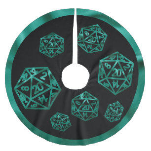 RPG Critmas Aquamarin grüne Tabletop Retro Gamer Polyester Weihnachtsbaumdecke