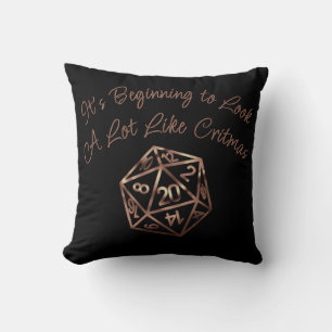 RPG Critmas   Blue Retro Tabletop Role Player Dice Kissen