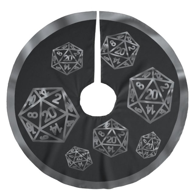 RPG Critmas | Fantasy Tabletop Retro Gamer Dice Polyester Weihnachtsbaumdecke (Vorderseite)
