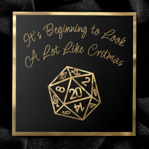 RPG Critmas Gold Fantasy Tabletop Gamer Dice Fliese