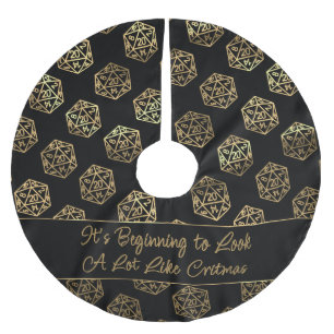 RPG Critmas Gold Fantasy Tabletop Gamer Dice Polyester Weihnachtsbaumdecke