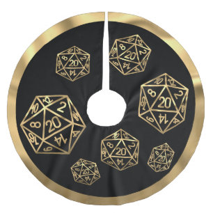 RPG Critmas Gold Fantasy Tabletop Gamer Dice Polyester Weihnachtsbaumdecke