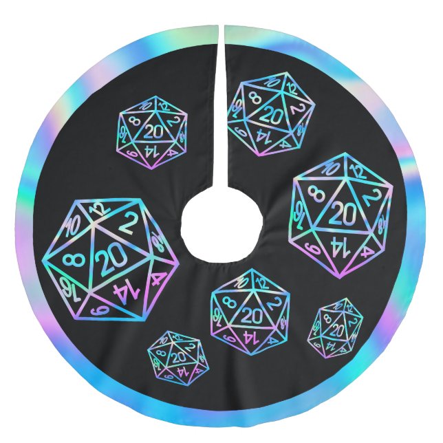 RPG Critmas | Holo Fantasy Tabletop Gamer Dice Polyester Weihnachtsbaumdecke (Vorderseite)