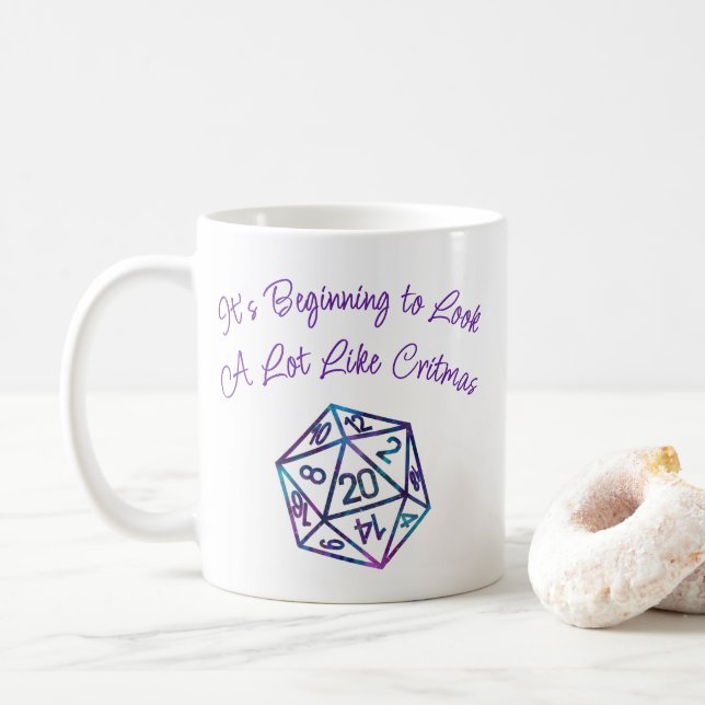 RPG Critmas | Nebula Tabletop PnP Role Player Dice Kaffeetasse (Mit Donut)
