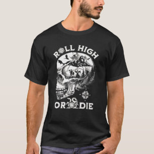 RPG D20 Game Skull Roll hoch Die T-Shirt