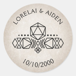 RPG D20 Gamer Wedding Runder Aufkleber