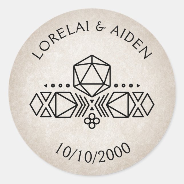 RPG D20 Gamer Wedding Runder Aufkleber (Vorderseite)