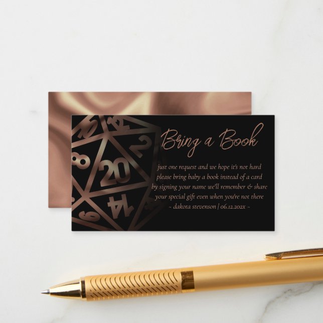 RPG Dice | Buchanfrage für Kupfer Fantasy Tabletop Begleitkarte (Vorderseite/Rückseite Beispiel)