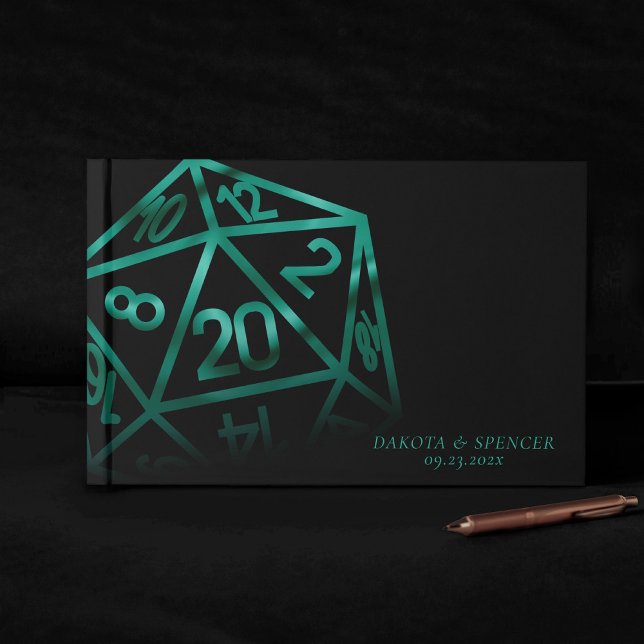 RPG Dice | Emerald Fantasy Tabletop Gamer Custom Gästebuch (Von Creator hochgeladen)