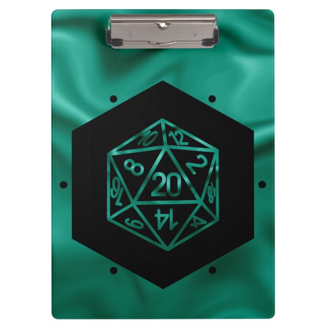 RPG Dice | Emerald Fantasy Tabletop Retro Gamer Klemmbrett (Vorderseite)