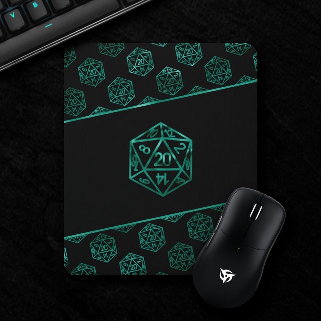 RPG Dice | Emerald Fantasy Tabletop Retro Gamer Mousepad (Von Creator hochgeladen)