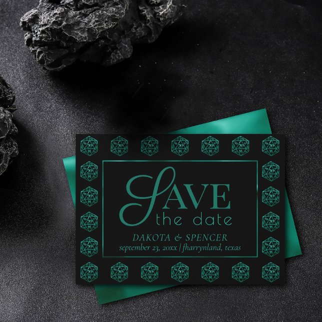 RPG Dice | Emerald Fantasy Tabletop Retro Gamer Save The Date (Von Creator hochgeladen)