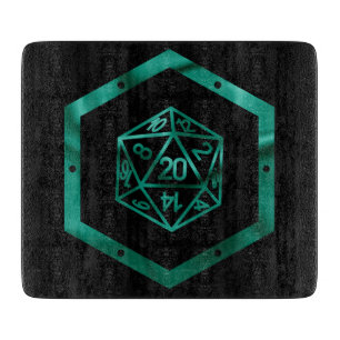 RPG Dice Emerald Fantasy Tabletop Retro Gamer Schneidebrett
