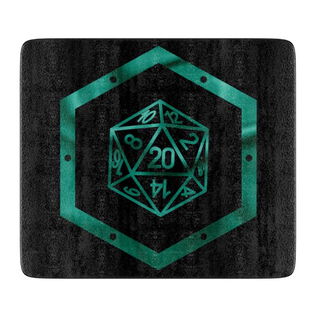 RPG Dice | Emerald Fantasy Tabletop Retro Gamer Schneidebrett (Vorderseite)