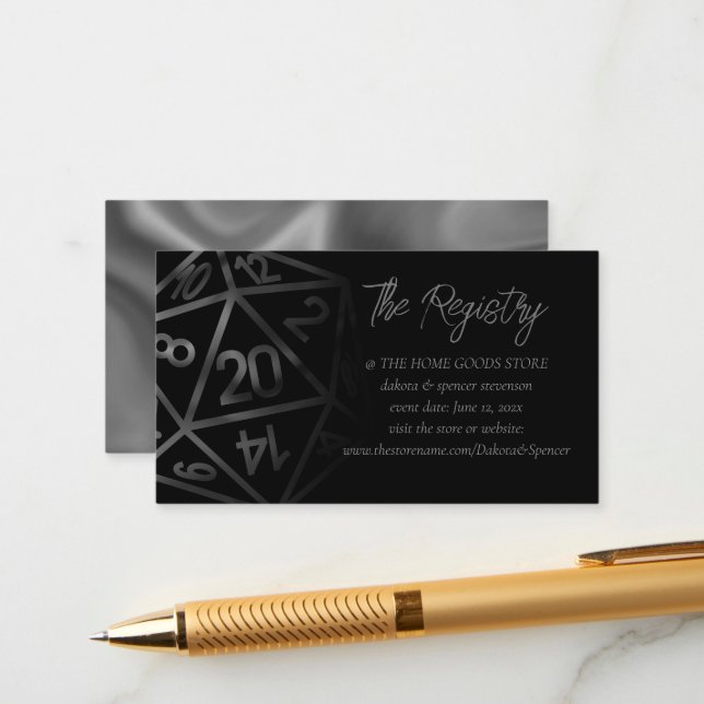 RPG Dice | Fantasy Retro Tabletop Gamer Registry Begleitkarte (Vorderseite/Rückseite Beispiel)