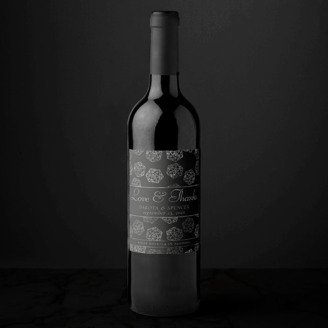 RPG Dice | Fantasy Retro Tabletop PnP Gamer Custom Weinetikett (Von Creator hochgeladen)