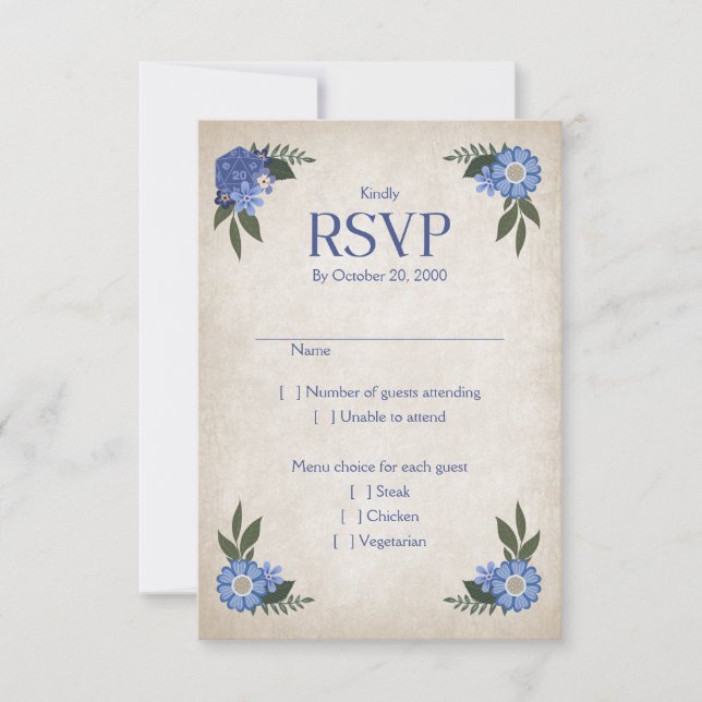 RPG Dice Gamer Wedding RSVP Karte (Vorderseite)