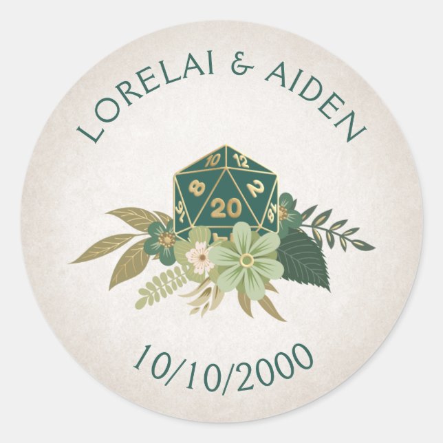 RPG Dice Gamer Wedding Runder Aufkleber (Vorderseite)
