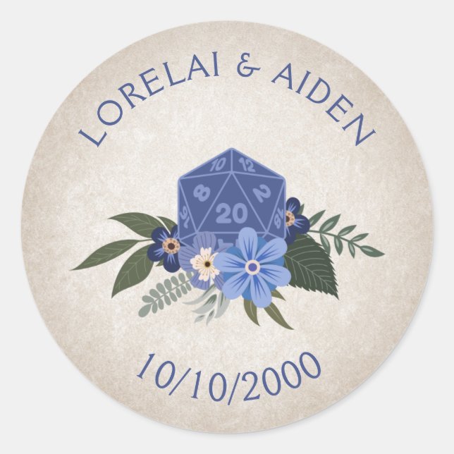 RPG Dice Gamer Wedding Runder Aufkleber (Vorderseite)