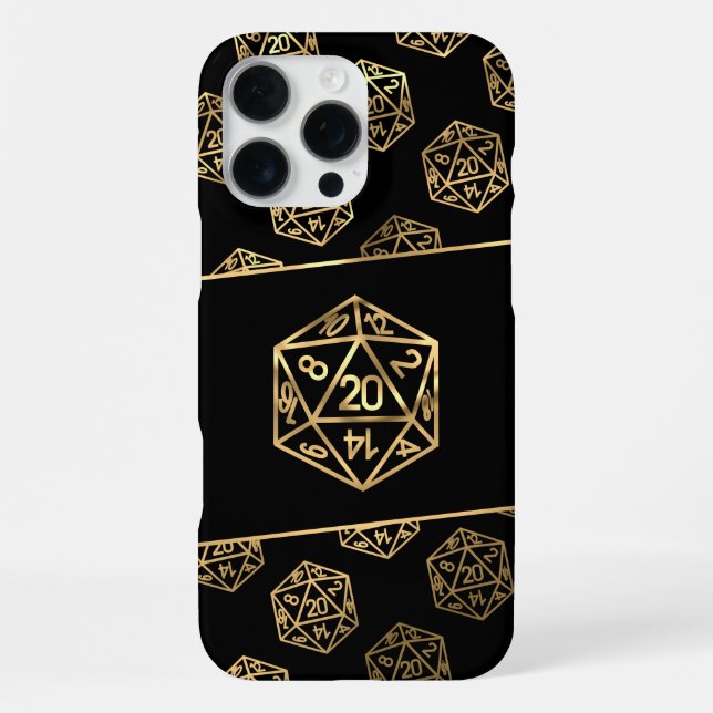 RPG Dice | Gold Fantasy Old School Tabletop Gamer iPhone 16 Pro Max Hülle (Rückseite)