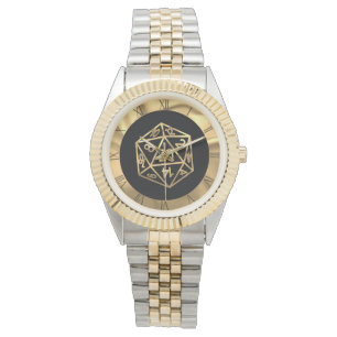 RPG Dice   Gold Fantasy Retro Tabletop PnP Gamer Armbanduhr