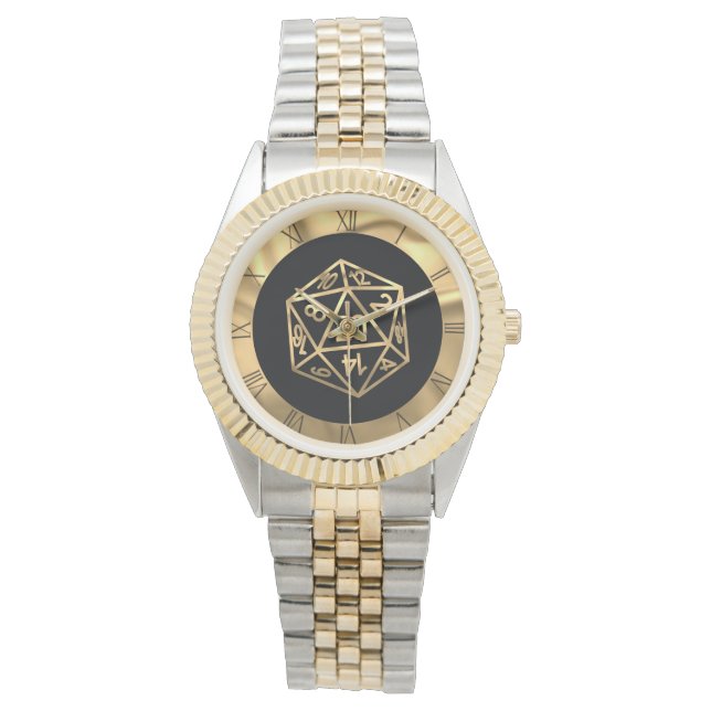 RPG Dice | Gold Fantasy Retro Tabletop PnP Gamer Armbanduhr (Vorderseite)