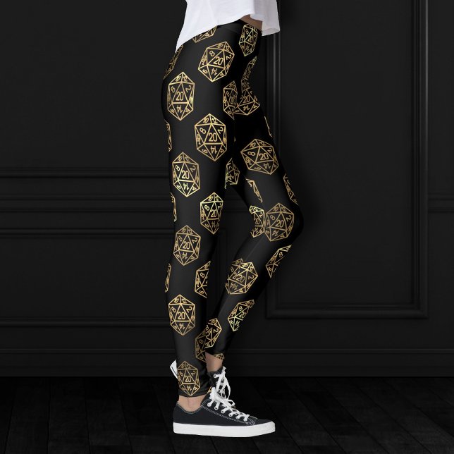 RPG Dice | Gold Fantasy Retro Tabletop PnP Gamer Leggings (Von Creator hochgeladen)