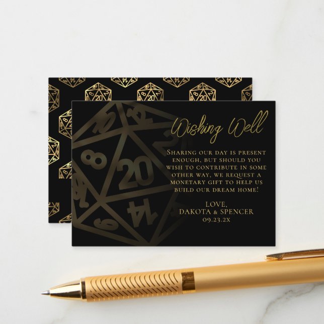 RPG Dice | Gold Fantasy Tabletop Gute Wünsche Begleitkarte (Vorderseite/Rückseite Beispiel)