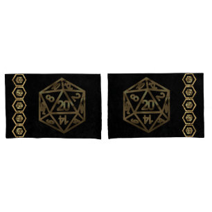 RPG Dice   Gold Fantasy Tabletop Retro PnP Gamer Kissenbezug