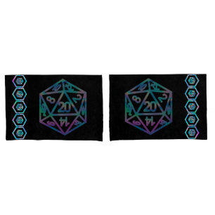RPG Dice Holo Fantasy Retro Tabletop PnP Gamer Kissenbezug